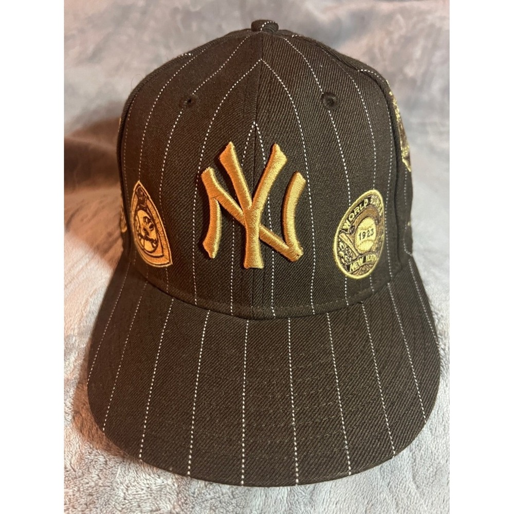 New Era 59FIFTY NY Yankees World Series 1923-1950 Fitted Hat Brown Pinstripe 7.5